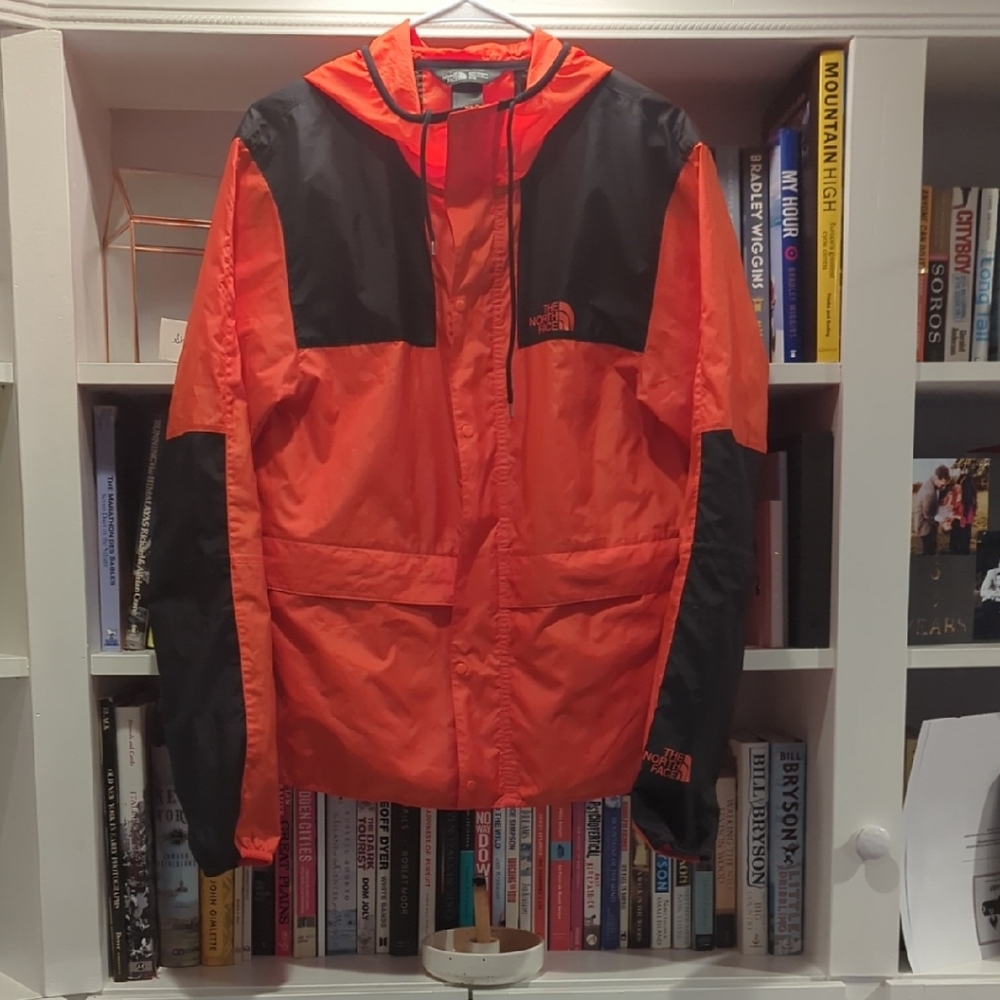 The North Face Men's Vibrant Orange and Black Windbreaker